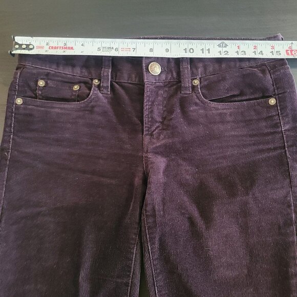 J Crew Corduroy Pants Women 27 Purple Straight Mid Rise - Picture 4 of 10
